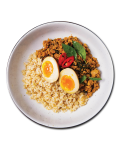 Basil Minced Chicken with Brown Rice and Soy Eggs - LARGE