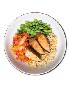 [Lite Meal] Teriyaki Salmon with Brown Rice, Kimchi and Edamame (254g)